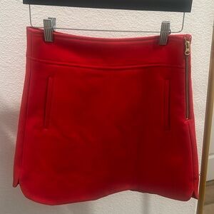 J. CREW 100% Wool Red A-Line Side Zip Red Mini Skirt